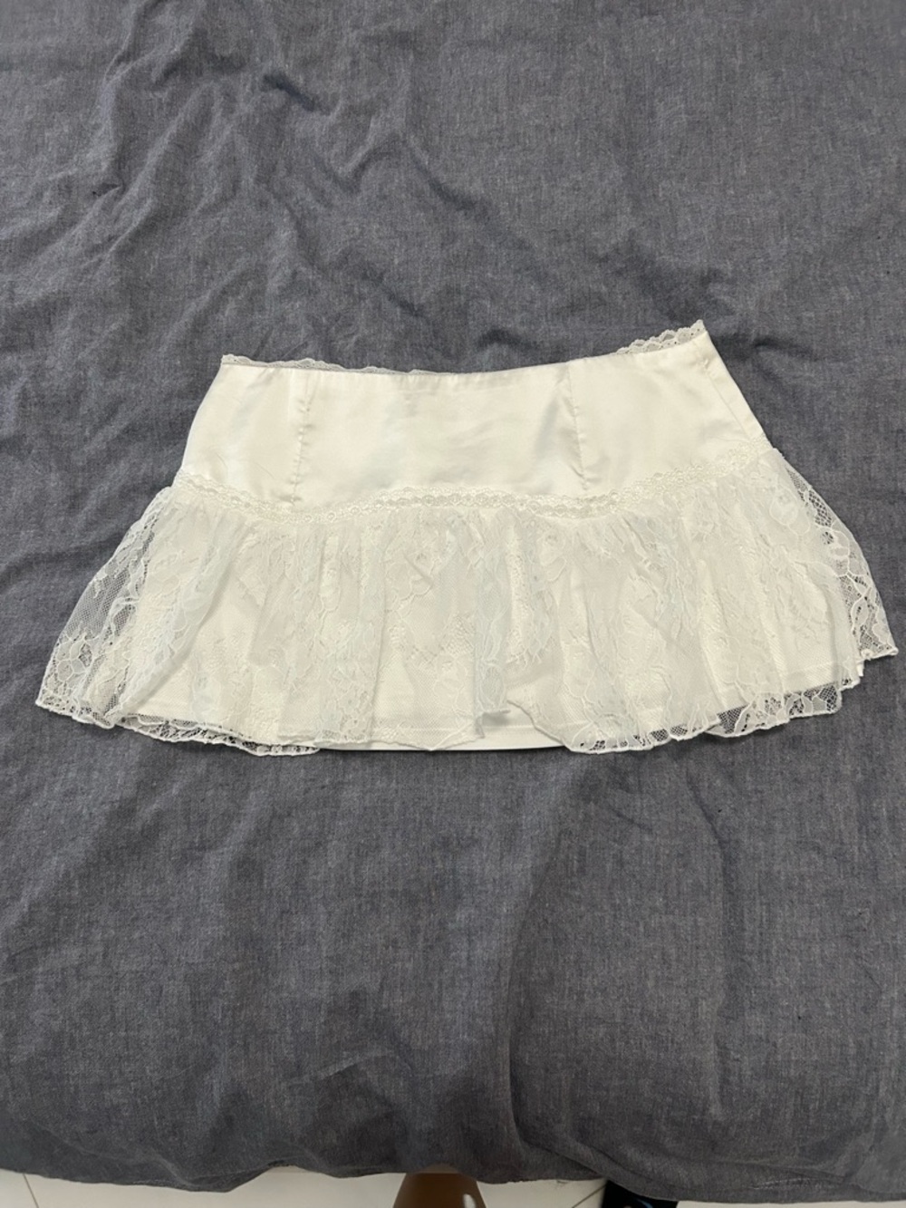 Edikted White Lex Lace Mini Skirt with Ruffle Hem - Picture 6 of 7
